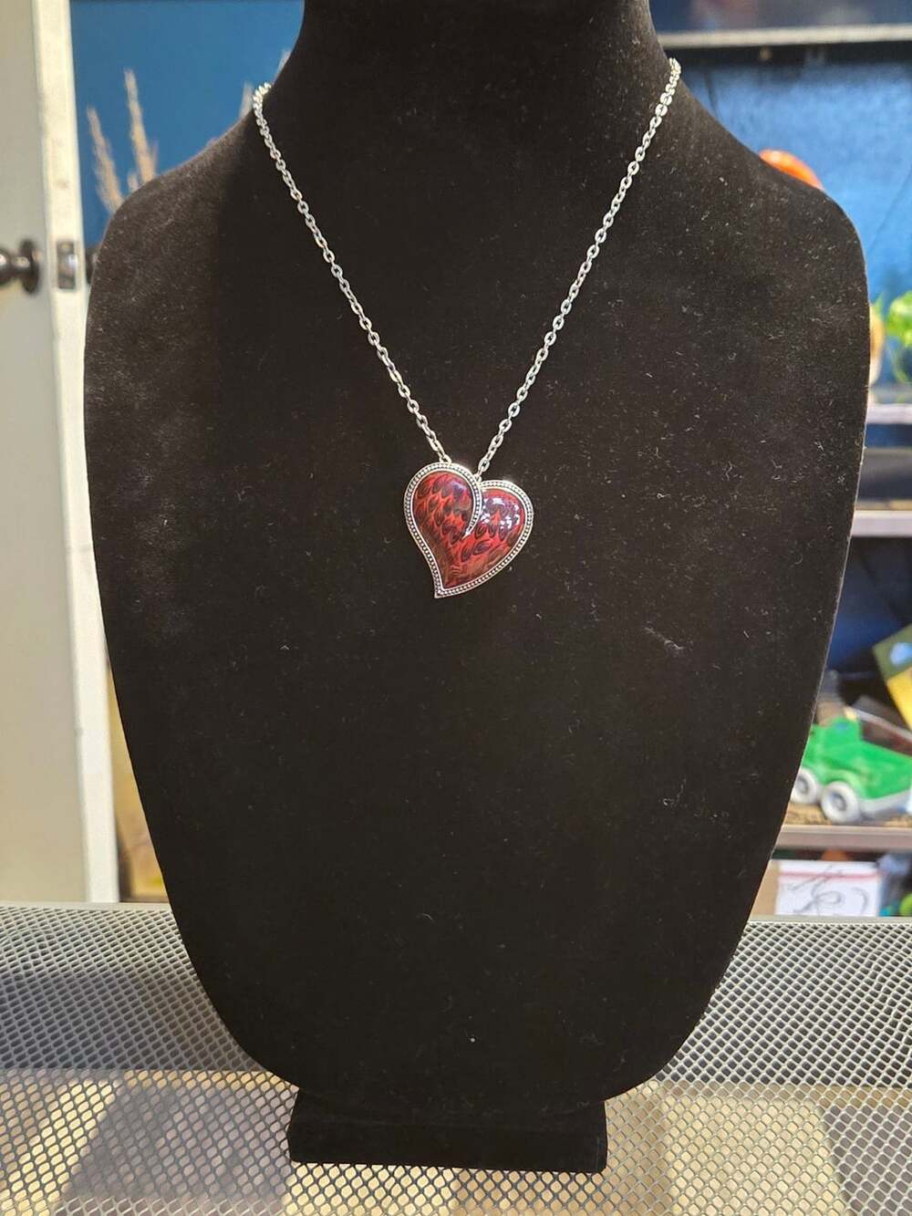 Lia Sophia Burning Love Red Enamel Heart Pendant Silver-Tone Chain Necklace